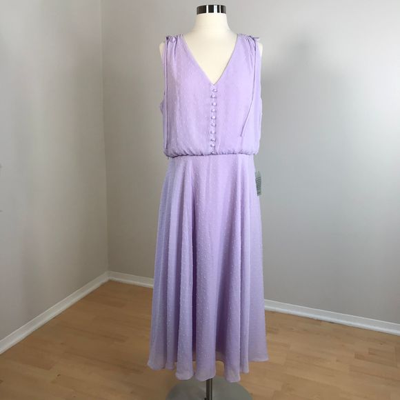 hilary clip dot chiffon midi dress